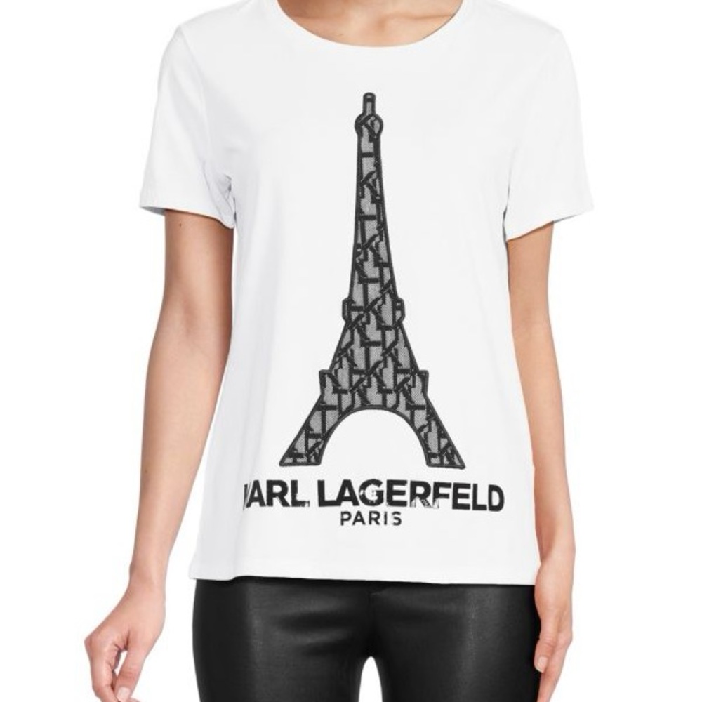 KARL LAGERFELD PARIS
Lace Eiffel Logo Tee